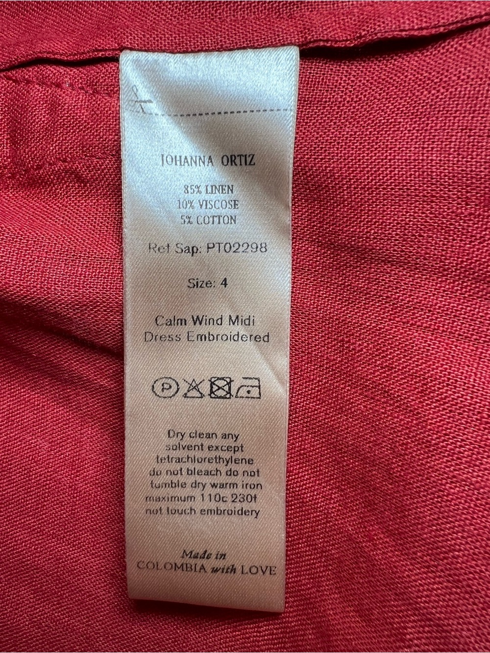 Johanna Ortiz Calm Wind midi dress embroidered size 4 linen - Picture 7 of 10
